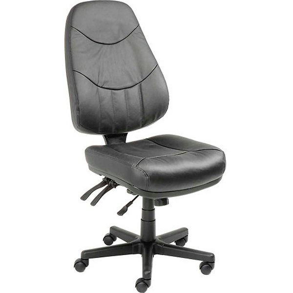 Global Industrial 8 Way Adjustable Ergonomic Multifunction Chair, Leather, Black 506569